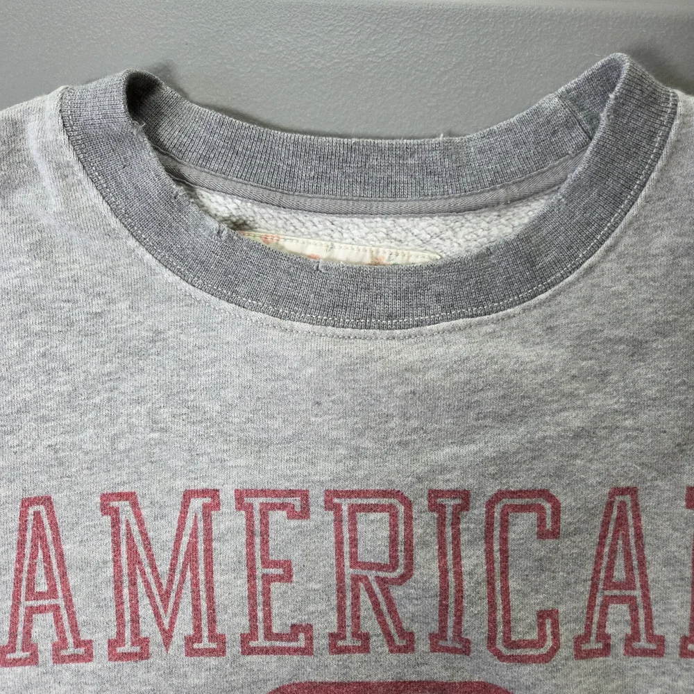 AEO Graphic Fleece Crewneck Sweatshirt Gray Pink Size XS - Picture 5 of 15